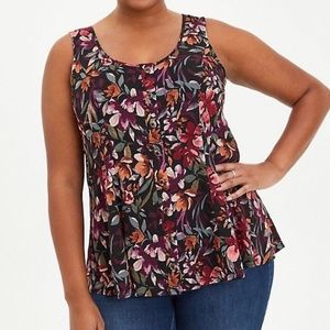 Torrid black floral button tank